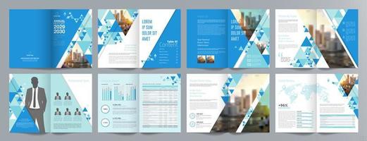 Corporate business presentation guide brochure template, Annual report, 16 page minimalist flat geometric business brochure design template, A4 size. vector