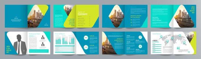 Corporate business presentation guide brochure template, Annual report, 16 page minimalist flat geometric business brochure design template, square size. vector