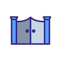 closed entrance gate with columns icon vector outline illustration