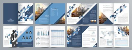 Corporate business presentation guide brochure template, Annual report, 16 page minimalist flat geometric business brochure design template, A4 size. vector