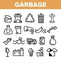 Garbage Recycling Linear Vector Icons Set Thin Pictogram