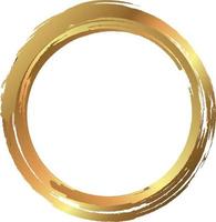 Golden circle frame made on brush stroke. vector