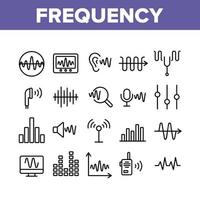 Frequency Pulse Wave Collection Icons Set Vector