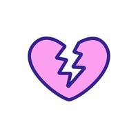 broken heart icon vector. Isolated contour symbol illustration vector