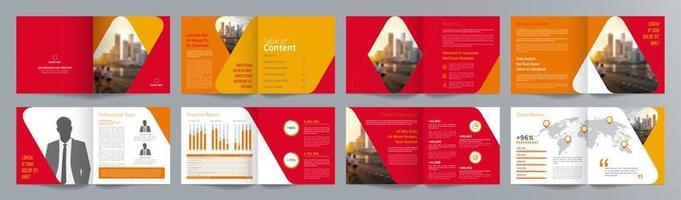 Corporate business presentation guide brochure template, Annual report, 16 page minimalist flat geometric business brochure design template, square size. vector