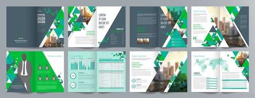 Corporate business presentation guide brochure template, Annual report, 16 page minimalist flat geometric business brochure design template, A4 size. vector