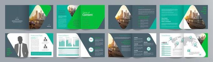 Corporate business presentation guide brochure template, Annual report, 16 page minimalist flat geometric business brochure design template, square size. vector