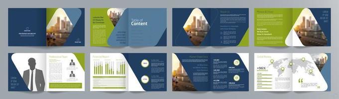 Corporate business presentation guide brochure template, Annual report, 16 page minimalist flat geometric business brochure design template, square size. vector