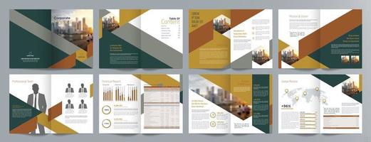 Corporate business presentation guide brochure template, Annual report, 16 page minimalist flat geometric business brochure design template, A4 size. vector