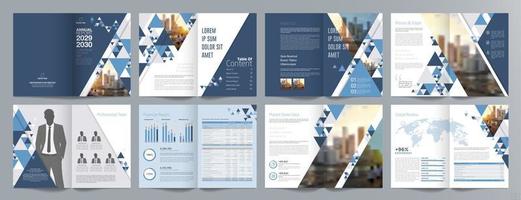 Corporate business presentation guide brochure template, Annual report, 16 page minimalist flat geometric business brochure design template, A4 size. vector