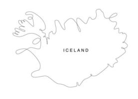 Line art Iceland map. continuous line europe map. vector illustration. single outline.