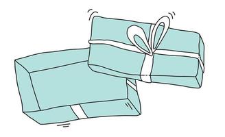 Top view empty gift box Icon present package doodle. paper box sketch. vector