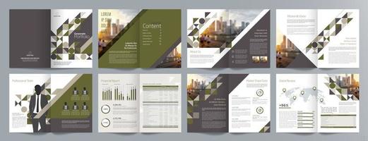 Corporate business presentation guide brochure template, Annual report, 16 page minimalist flat geometric business brochure design template, A4 size. vector