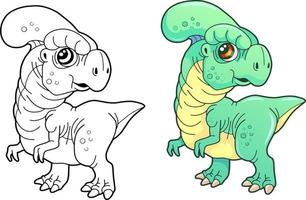 cute dinosaur coloring book vector