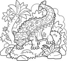 libro para colorear de dinosaurios prehistóricos de dibujos animados vector