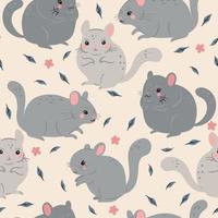 patrón sin costuras con lindas chinchillas. gráficos vectoriales vector