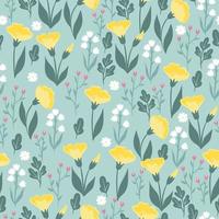 Seamless pattern with meadow flowers. Vector graphics.