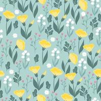 Seamless pattern with meadow flowers. Vector graphics.