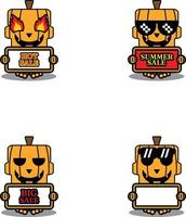 dibujos animados calabaza mascota personaje halloween lindo cráneo conjunto paquete oferta de verano vector