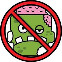 vector cartoon mascot character halloween zombie skull green cute forbidden sign