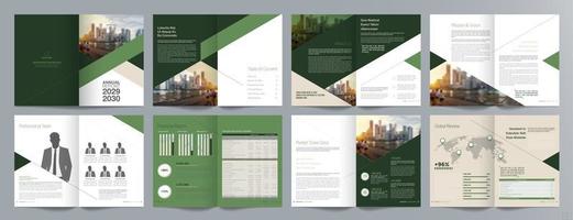 Corporate business presentation guide brochure template, Annual report, 16 page minimalist flat geometric business brochure design template, A4 size. vector