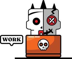 vector cartoon cute mascot skull character voodoo doll bone work
