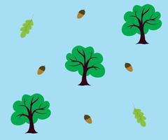 forest pattern with oaks and acorns vector