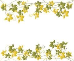 frame of climbing vines of yellow-green color vector