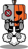 vector cartoon cute mascot skull character voodoo doll fart rocket