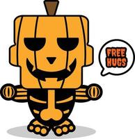 dibujos animados calabaza mascota personaje halloween cráneo lindo vector abrazos gratis
