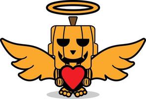 vector cartoon pumpkin mascot character halloween cute skull love angel