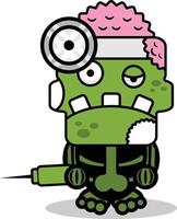 vector cartoon mascot character halloween zombie green skull cute doctor