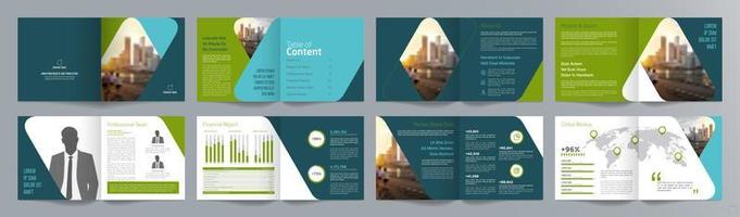 Corporate business presentation guide brochure template, Annual report, 16 page minimalist flat geometric business brochure design template, square size. vector