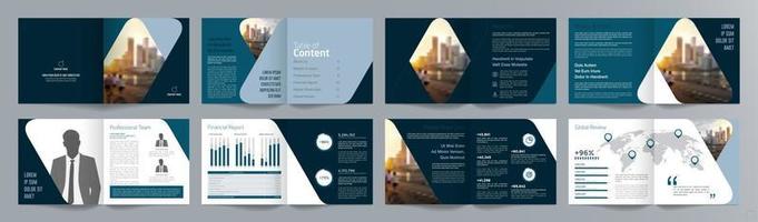 Corporate business presentation guide brochure template, Annual report, 16 page minimalist flat geometric business brochure design template, square size. vector