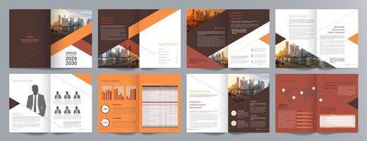 Corporate business presentation guide brochure template, Annual report, 16 page minimalist flat geometric business brochure design template, A4 size. vector