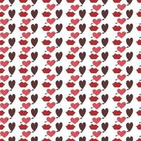 Valentines Day romantic seamless pattern with hearts and red lips. vector