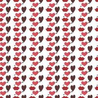 Valentines Day romantic seamless pattern with hearts and red lips. vector