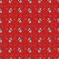Valentines Day romantic seamless pattern with hearts and cupcakes. vector