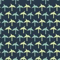 Nursery vector seamess pattern with palm trees on a dark blue background.