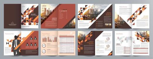 Corporate business presentation guide brochure template, Annual report, 16 page minimalist flat geometric business brochure design template, A4 size. vector