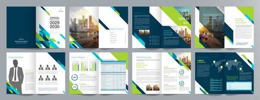 Corporate business presentation guide brochure template, Annual report, 16 page minimalist flat geometric business brochure design template, A4 size. vector