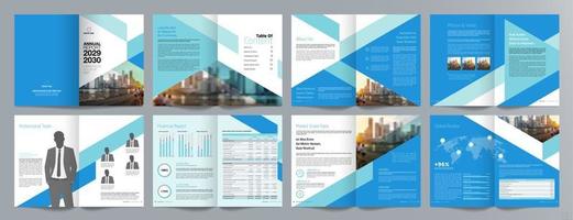 plantilla de folleto de guía de presentación de negocios corporativos, informe anual, plantilla de diseño de folleto de negocios geométrico plano minimalista de 16 páginas, tamaño a4. vector