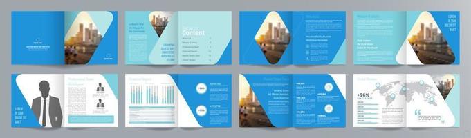 Corporate business presentation guide brochure template, Annual report, 16 page minimalist flat geometric business brochure design template, square size. vector