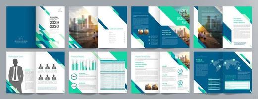 Corporate business presentation guide brochure template, Annual report, 16 page minimalist flat geometric business brochure design template, A4 size. vector