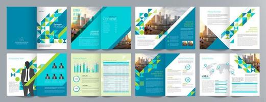 Corporate business presentation guide brochure template, Annual report, 16 page minimalist flat geometric business brochure design template, A4 size. vector