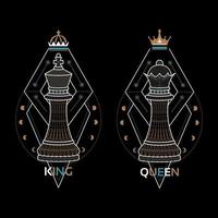 geometría ajedrez rey y reina vector