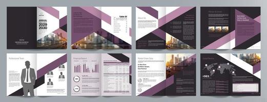 Corporate business presentation guide brochure template, Annual report, 16 page minimalist flat geometric business brochure design template, A4 size. vector