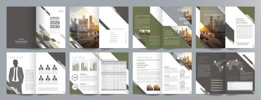 Corporate business presentation guide brochure template, Annual report, 16 page minimalist flat geometric business brochure design template, A4 size. vector