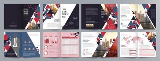 Corporate business presentation guide brochure template, Annual report, 16 page minimalist flat geometric business brochure design template, A4 size. vector