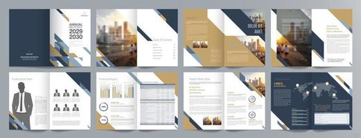 Corporate business presentation guide brochure template, Annual report, 16 page minimalist flat geometric business brochure design template, A4 size. vector